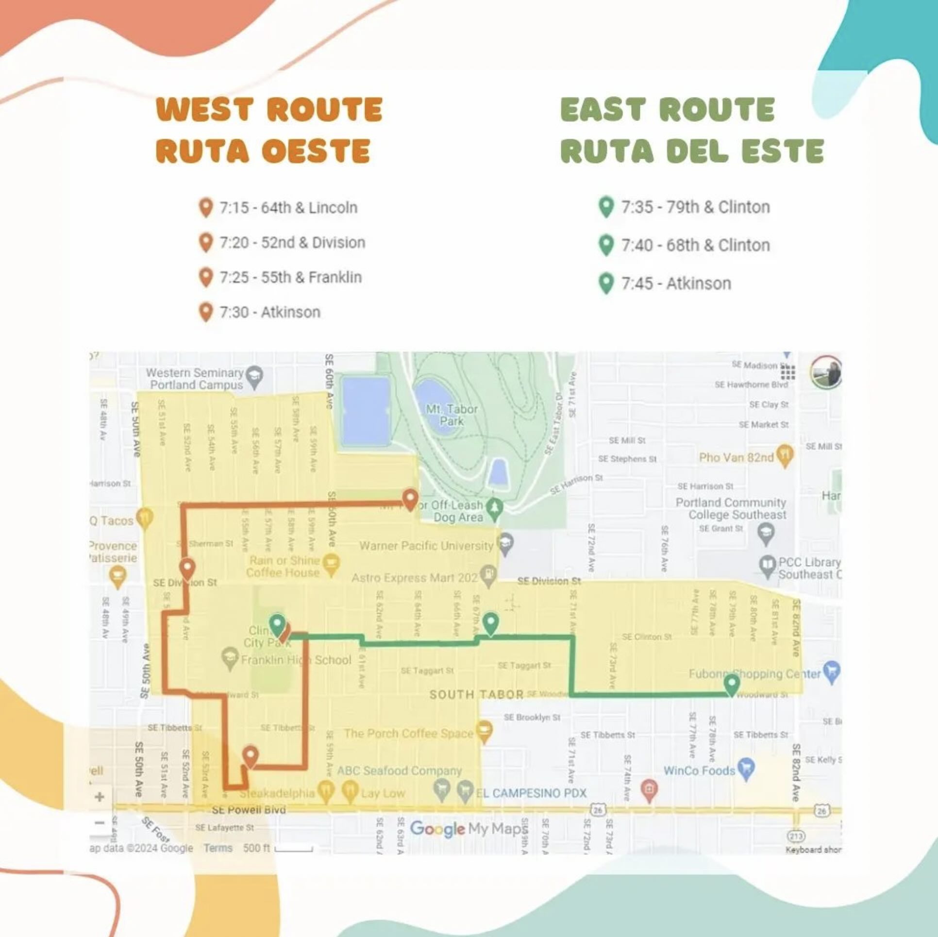 Atkinson Bike Bus Route Map