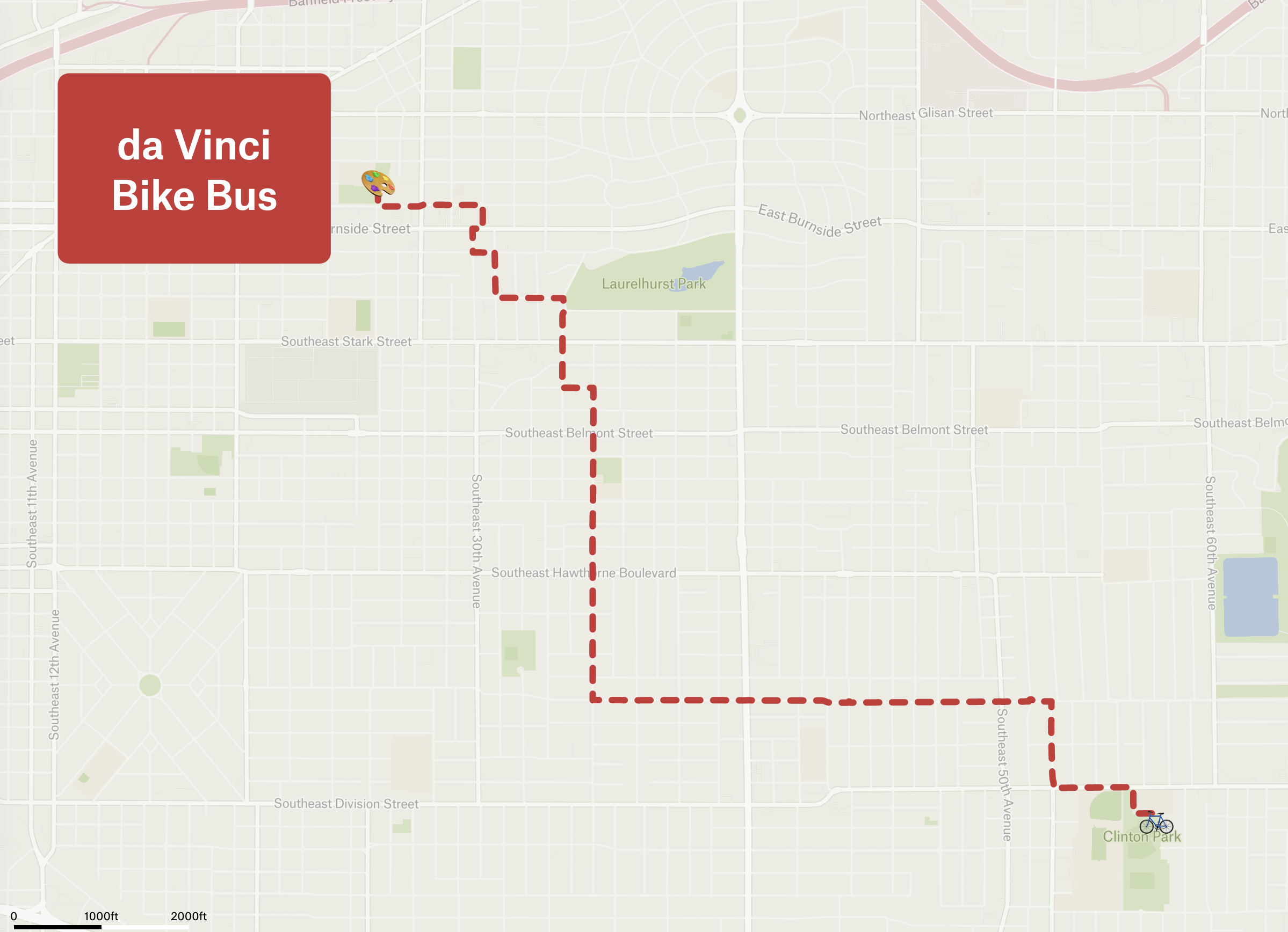da Vinci Bike Bus Route Map