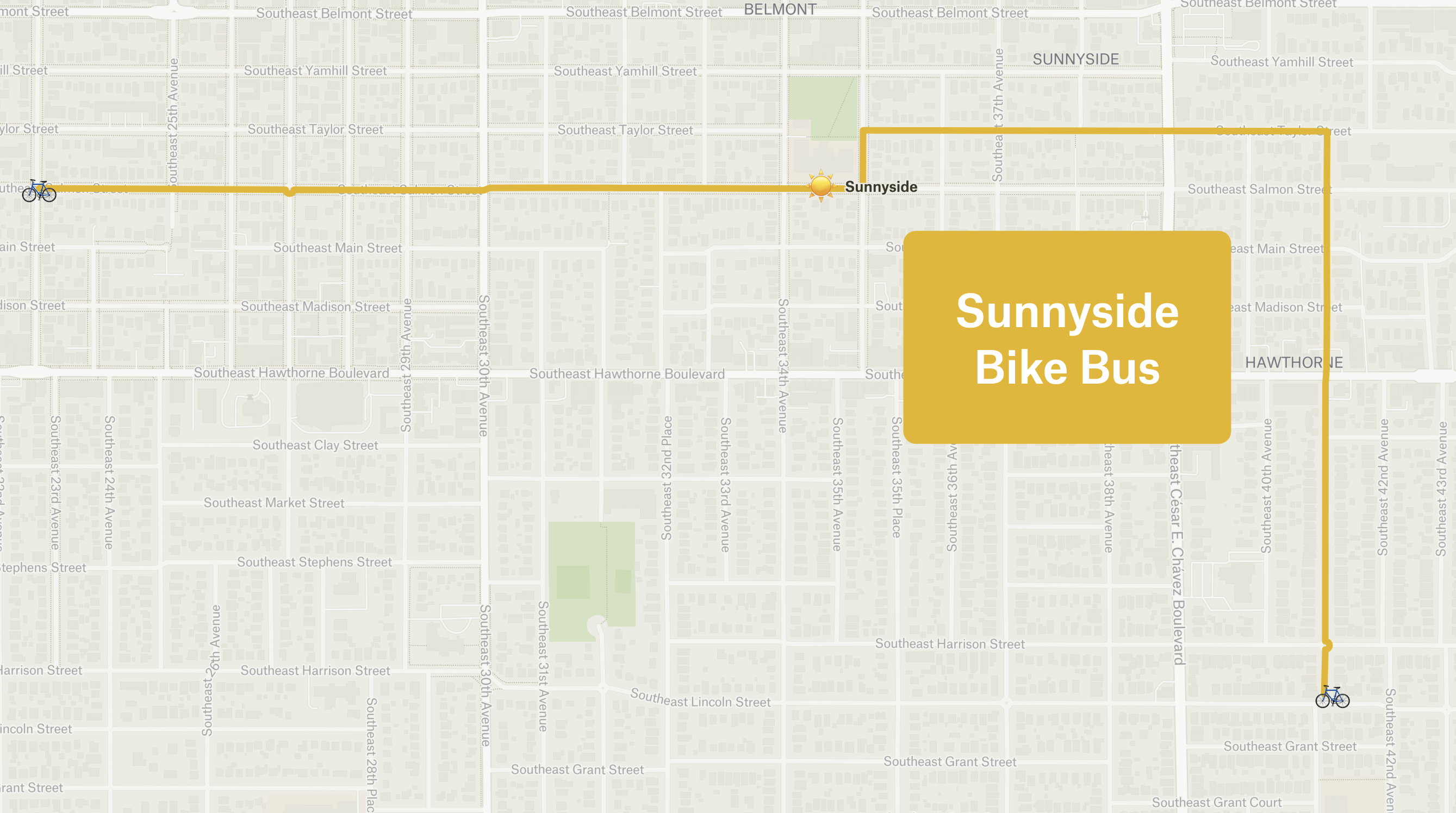 Sunnyside Bike Bus Route Map